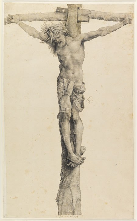 Matthias Grünewald Christus am Kreuz um 1515-1522. Kohle, Reste weißer Pinselhöhung Staatliche Kunsthalle Karlsruhe