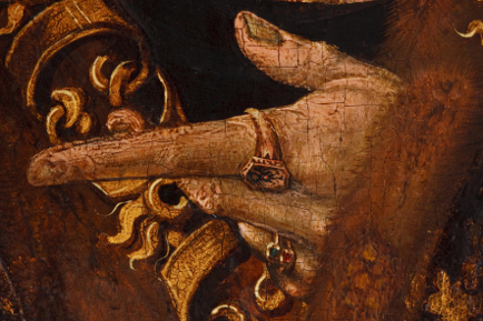  Maximilians Ring mit dem Königswappen), vor 1508 Malerei auf Tannenholz 97 x 59 cm Belvedere, Wien © Belvedere, Wien