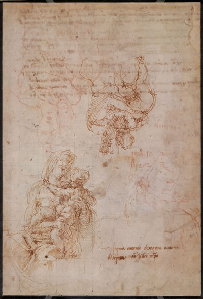 Michelangelo Buonarroti (1475-1564) Groteske Köpfe und weitere Studien