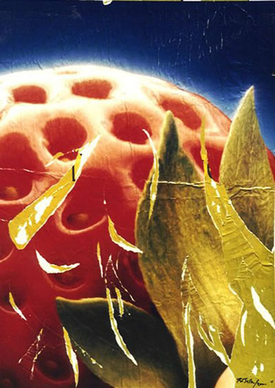 Mimmo Rotella, Frutta, 2000, decollage on canvas, 138 x 100 cm