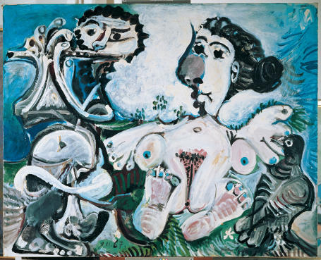 Pablo Picasso Nackte Frau mit Vogel und Flötenspieler, 1967 Albertina, Wien - Sammlung Batliner © Succession Picasso / VBK, Wien 2009. Foto: © Fotostudio Heinz Preute, Vaduz