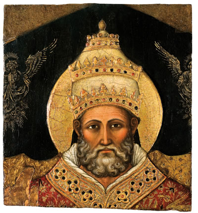 Pietro di Domenico da Montepulciano (Recanati, dokumentiert zwischen 1418 und 1427) Der heilige Petrus als Papst, um 1428