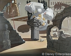 Salvador Dalí Destino - Weißes Telefon und Ruinen, 1946 Produktionshintergrund, Öl/Holz, 47,9 x 60,6 cm Burbank, Walt Disney Animation Research Library © Disney Enterprises, Inc.  