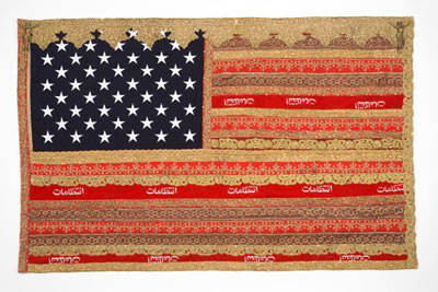 Sara Rahbar, God bless America, flag #34, 2008, textile, mixed media, 119 x 180 cm