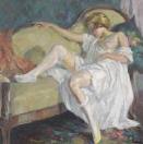Einen weiteren Höhepunkt markiert das Interieurstück „Schlafende Dame auf grünem Sofa“ (CHF 45'000) von dem amerikanischen Künstler Edward
